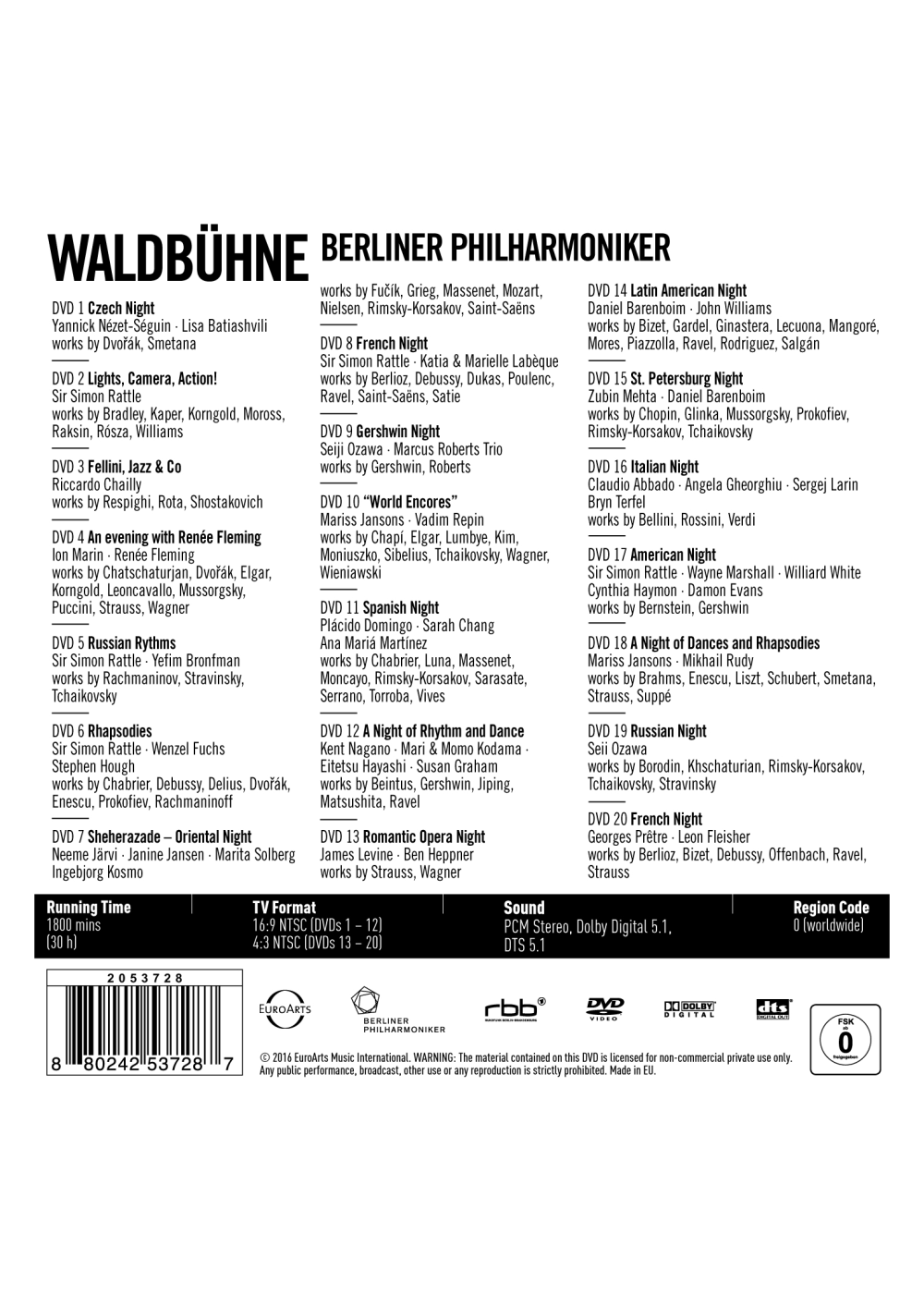 Waldbühne – 20-DVD BOX – 20 Concerts between 1992 and 2016 - EUROARTS